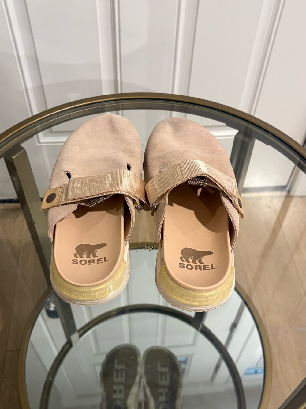 Sorel Beige Suede Slip-On Clogs with Adjustable Strap - Picture 4 of 6
